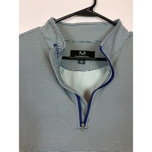 Magaschoni 1/4 Zip Navy‎ Golf Striped Long Sleeve Pullover Men's Size XXL
